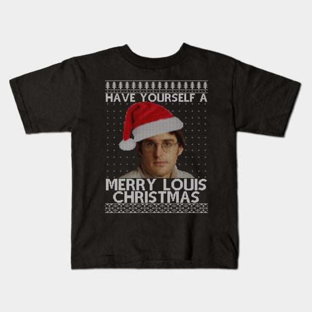 Merry Louis Christmas Theroux Knit Pattern Kids T-Shirt by Bevatron